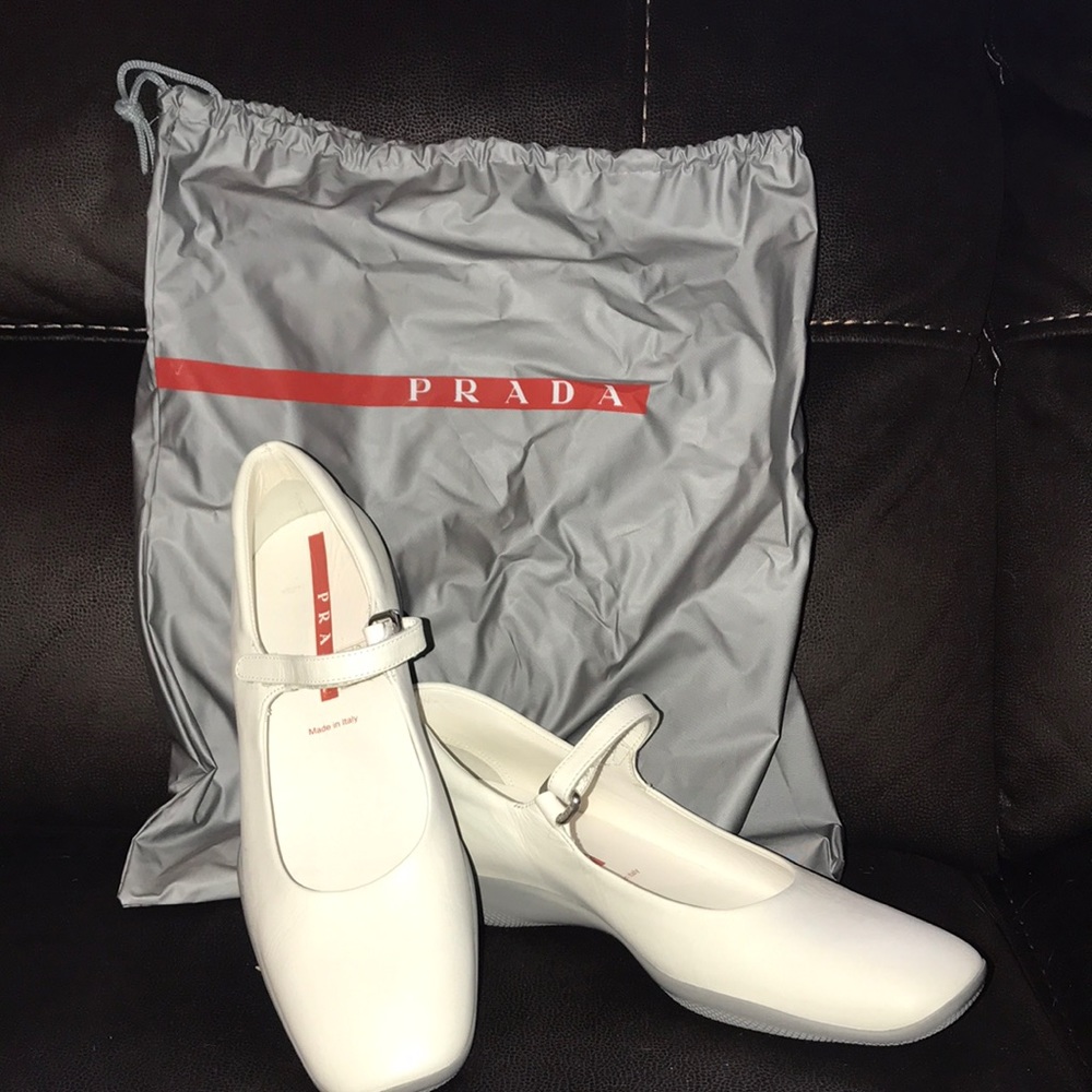 Prada women’s white Mary janes size 8